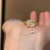 Estilo Ins Japonés y Coreano Dulce Dibujo Animado Gato Kt Anillo con Zirconia Pendientes para Mujer Súper Hada Fresco Moda Versátil Accesorios de Joyería