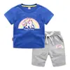 Camiseta infantil verão nova Unicórnio comércio exterior infantil clothing ins versão coreana de algodão infantil manga curta calça conjunto de duas peças
