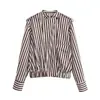 Comércio Exterior Atacado Moda Europeia e Americana Verão 2026 Jaqueta Bomber Listrada Versátil Casual para Mulheres A711902