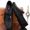 Zapatos Casuales de Piel de Vaca de Primera Capa para Hombre, Mocasines de Piel Genuina, Zapatos de Piel de Negocios con Patrón de Cocodrilo, Zapatos de Piel Transpirables de Suela Blanda para Conducir