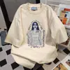 Camiseta de Manga Corta con Estampado de Letras Simple de Diseño de Nicho para Mujer Verano 2025 Casual Holgada Versátil Top de Cuello Redondo