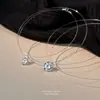 Collar de Plata de Ley S925 Lágrimas de Sirena Moissanita para Niñas Exquisito Zircón Hilo de Pescar Invisible Nicho Versátil Cadena de Clavícula