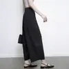 Calça Casual Elegante de Designer Original com Caimento, Plus Size Feminina, Solta, Emagrecedora, Plissada, Perna Larga