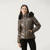 [Enlace personalizado] Comercio exterior Chaqueta acolchada de algodón para mujer con cuello de lana y cara brillante para muestra OEM OEM