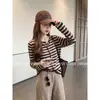 Suéter cárdigan de rayas ajustado de moda retro nuevo Annan UWSV