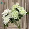 Rosa de Nueve Cabezas, Rosa Cappuccino con Borde Rizado, Flor de Seda para Decoración de Boda Fresca, Flor Artificial Famosa en Internet para Sesión de Fotos
