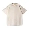 Camiseta de algodón puro de peso pesado de 230 g, lavada y desgastada, estilo vintage transfronterizo, talla grande, corte holgado, hombros caídos, estilo europeo y americano, manga corta