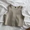 Estilo Europeu e Americano Pequeno Colete Transfronteiriço Feminino Cintura Alta Slim Camiseta Interna Feminina Elástica Curta Sem Mangas Regata Feminina Verão