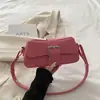 Bolso Cuadrado Pequeño de Hombro Cruzado para Mujer, Color Sólido Texturizado, Diseño Elegante Retro, Nuevo, Casual, Cierre de Pinza, Primavera-Verano 2026
