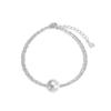 Pulsera de Plata Esterlina S925 de Lujo Ligero Estilo Japonés y Coreano para Mujer con Incrustación de Perla de Agua Dulce Simple Moda Combinable Elegante Pulsera Elegante