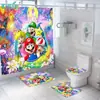 Cortina de ducha impermeable con protección solar para baño, dibujos animados de Mario, resistente a las manchas, transfronteriza, Amazon, gancho sin perforaciones