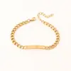 Pulsera Cubana de Oro de 18 Quilates de Color para Parejas Transfronteriza con Logo Grabado con Láser, Joyería de Acero de Titanio, Pulsera de Acero Inoxidable para Hombres y Mujeres