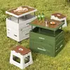 Caja de Almacenamiento para Camping al Aire Libre con Apertura Lateral, Caja Plegable Extra Grande para Camping con Tapa de Madera, Caja de Almacenamiento Organizador de Maletero con Tapa