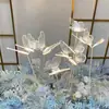 Nuevos Accesorios de Boda Camino Guía Hierro Mariposa Pájaro Arreglo de Sitio Luces Luminosas Decoración de Mesa Hotel
