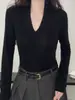 Suéter de Punto con Cuello en V Estilo Old Money para Mujer, Top Base de Lana Ajustado, Nuevo Suéter de Otoño 2026 para Mujer