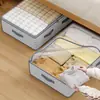 Caja de Almacenamiento de Colcha de Algodón Rayada de Gran Capacidad, Bolsa de Almacenamiento Doméstica a Prueba de Humedad Debajo de la Cama, Organizador de Ropa de Cama, Sábanas y Fundas de Edredón para Armario