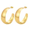 Pendientes de Acero Inoxidable Curvos en Forma de C de Suministro Directo Transfronterizo Mu San para Mujer, Lujo Ligero, Tacto de Alta Gama, Chapados en Oro de 18K, Joyería Versátil para Orejas, Venta al por Mayor