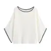 Ropa de Mujer al por Mayor Transfronteriza Verano Nuevo Estilo Europeo y Americano Bloques de Color Bordado Cuello Redondo Chaleco de Punto Top + Traje de Falda
