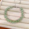 Pulsera redonda de malla tejida con cuentas de cristal, extraíble, pulsera de nicho de lujo ligero, sensación de alta gama, accesorio de mano fresco y dulce