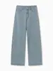 Jeans para Mujer Estilo Minimalista Th~Row Niche Otoño 2025 Cintura Media-Baja Desgastados Pierna Recta con Abertura Curva