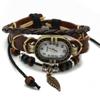 Venta Directa de Fábrica Pulsera de Cuero Estilo Punk con Reloj para Hombres y Mujeres, Reloj de Cuero con Diseño de Hoja, Reloj de Pulsera de Cuarzo Vintage