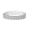 Longrui Europeo y Americano Wish Amazon Europeo y Americano Flash Diamante Fila Diamante Elástico Cristal Tobillera Pulsera Fabricante de Joyería Venta al por Mayor