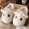 Pantufas de pelúcia de veado fofo, de algodão, para mulheres, outono e inverno, quentes, antiderrapantes, com sola grossa, design feminino, disponíveis para dropshipping