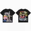 Hip-Hop Americano High Street Holgadas Estampadas con Letras Camisetas de Pareja para Hombre y Mujer Tendencia de Moda de Verano Cuello Redondo Mangas Cortas