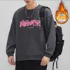 Moletom de Fleece Masculino Novo Estilo para Outono e Inverno, Estilo Ins Retro Simples Americano, Caimento Solto, Sem Capuz, Gola Redonda, Jaqueta de Manga Longa