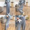 Pantalones Casuales Zedaijiayi Refinados Cómodos de Cintura Media de Seda Cachemir Micro-Arco para Figuras Menudas, Pantalones de Lana Estrechos Curvos