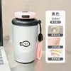 Taza isotérmica de doble boca con estampado de gatito y pez, suave y linda, transfronteriza, con cordón, adecuada para estudiantes, para ir al trabajo y para el coche, portátil y fácil de llevar