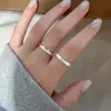 Anillo de Pareja de Plata Pura 999 Nalan Fresco y Dulce Estilo Ins Diseño Nicho Cachorro y Gato Esmaltado R03254