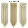 Atacado transfronteiriço conjunto de 7 peças de extensões de cabelo sintético clip-in de 22 polegadas 130g, peças retas para cobrir o cabelo