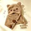 Gorro bufanda de cuello lindo para bebé de otoño e invierno, conjunto versátil de felpa con protección para las orejas de oso de dos piezas para niños pequeños y niños