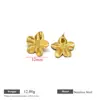 Pendientes de acero inoxidable con flor tridimensional repujada transfronterizos, pendientes florales repujados vintage personalizados europeos y americanos, venta al por mayor de joyería