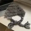 Sombrero de Conejo Hecho a Mano Estilo Japonés, Fresco y Elegante para Mujer, Sombrero de Felpa de Invierno que Hace que la Cara Parezca Más Pequeña, Cálido Sombrero de Pescador con Protección para las Orejas
