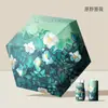 Guarda-chuva Xia Mo Chen de Vinil Preto para Proteção Solar Feminina, Proteção UV, Guarda-chuva Dobrável Peônia Rosa, Uso Duplo para Sol e Chuva, UPF
