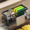 Escorredor de Pia de Cozinha Plástico PP Multifuncional para Pia Novo Rack de Armazenamento de Borda Estreita Rack para Esponja Pano Rack de Drenagem
