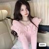Suéter de Chica Dulce Puro Deseo Borde de Oreja Cuello de Muñeca Manga Larga Suéter Tejido Otoño e Invierno Ajuste Delgado Camiseta Base Adelgazante Top