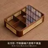 Caixa Organizadora Empilhável Cor de Noz com Tampa para Frutas Secas, Bandeja Estilo Chinês para Lanches e Sementes, Prato de Frutas, Caixa para Conjunto de Chá da Sala de Estar