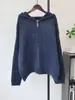 Cárdigan de punto de forro polar con capucha y cremallera, nuevo estilo coreano otoño e invierno 2026, chaqueta suéter simple de color liso holgada para mujer