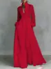 Vestido Longo Europeu e Americano Transfronteiriço 2026 Estilo Francês Com Cinto na Cintura Emagrecedor Manga Longa Plissado, Elegante e Vintage Casual Estilo Férias