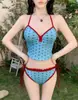 Nuevo Bikini de Estilo Coreano Energético Femenino con Lunares Sexy sin Espalda Estilo Vacaciones en la Playa Traje de Baño Triangular Dividido para Mujeres