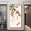 Nova Pintura de Entrada Chinoiserie Caqui Caqui Ruyi Pintura Decorativa de Entrada Pintura de Corredor Mural Vertical Pintura Pendurada no Fim do Corredor de Entrada