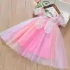 Vestido de Princesa Infantil Gaze Arco-Íris Vestidinho Bolsa Vestido vestido Alça Estéreo Asas Fada Vestido Estiloso