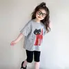 Camiseta Manga Curta para Meninas 2025 Novas Roupas de Verão para Crianças Estilo Verão Super Bonita t Bebê Menina Manga Meia Moda Tops