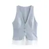 Comercio exterior al por mayor primavera nuevo estilo europeo y americano costuras a rayas chaleco sin mangas cuello en V chaqueta 4661077