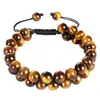 Pulsera de Piedra Ágata Ojo de Tigre Natural de Venta Caliente Transfronteriza Europea y Americana para Hombre, Tejida Ajustable, Pulsera de Cuentas Magnéticas Negras para Yoga