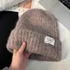 Gorro holgado estilo coreano con borde enrollado para adelgazar la cara, tejido fino para clima frío para mujer, nuevo 2025, turbante casual versátil