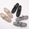 Zapatillas de Malla con Diseño de Diamantes Transpirables con Punta Abierta para Mujer para Usar Sandalias Slip-On con Tira Trasera Estilo Francés 185-8